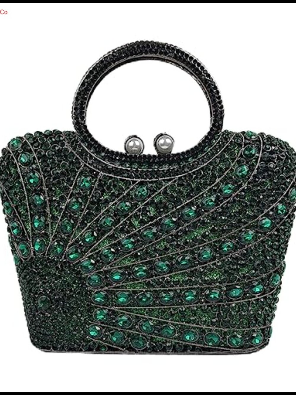 Rhinestone Basket Clutch Evening Bag with Detachable Chain